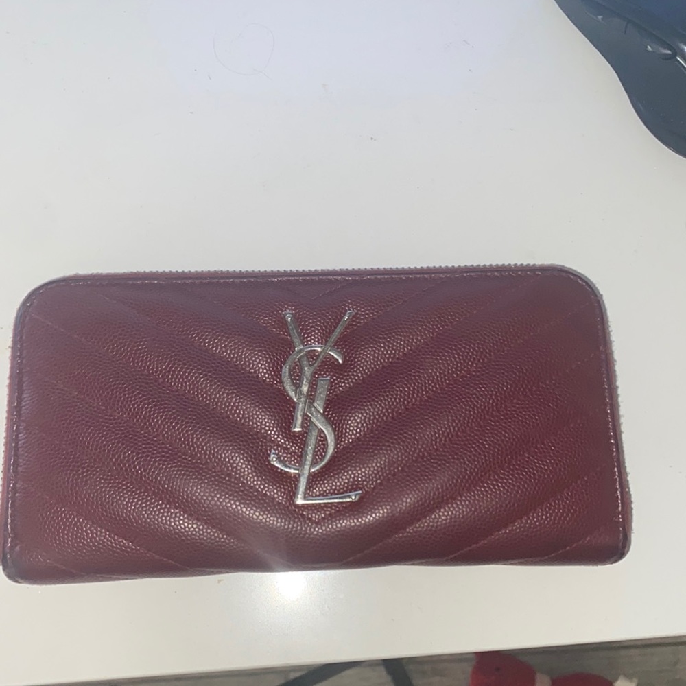 YSL Monogram Grain de Poudre Zip Around Wallet